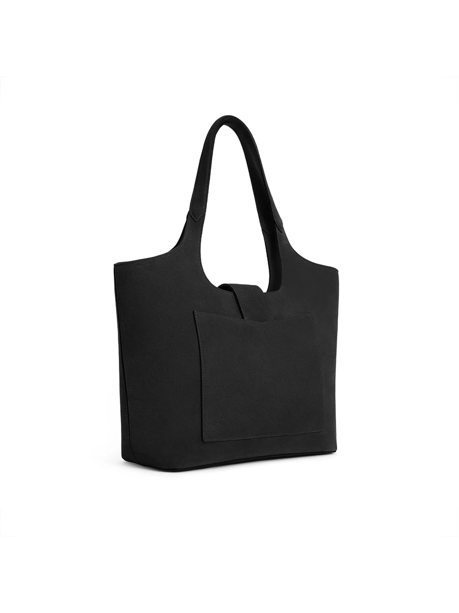 The Belmont - Women's Tote Bag - Black Suede