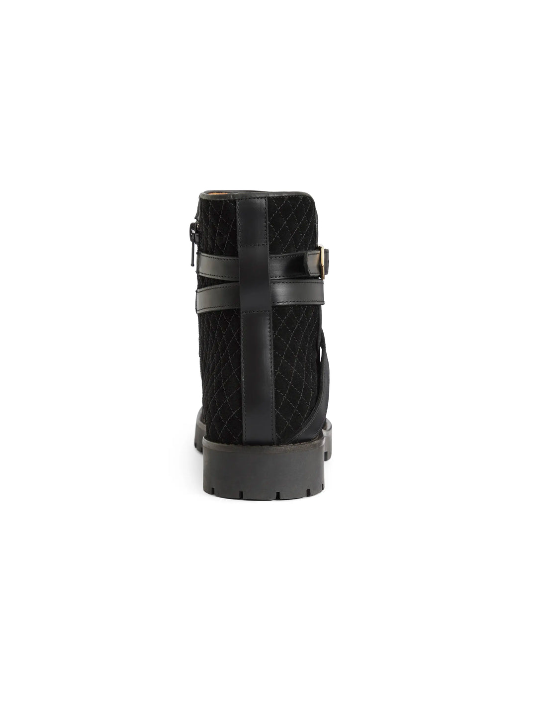 Quilted Boudica - Black Suede - Ankle Boots