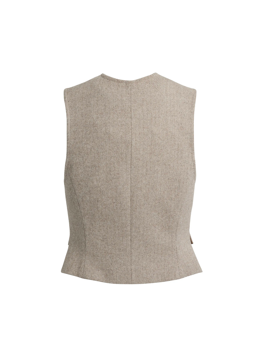 The Eleanor - Women's Waistcoat - Almond Herringbone