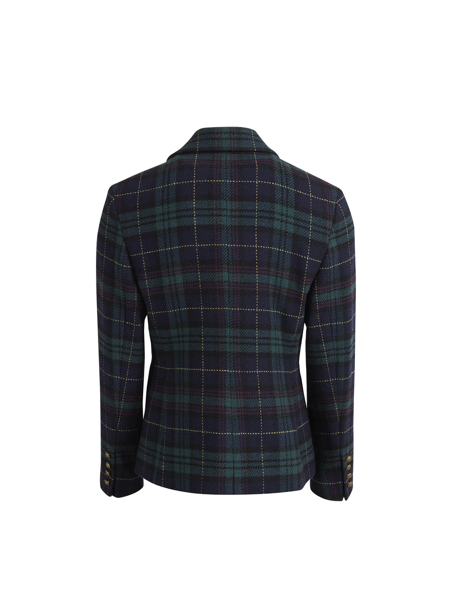 The Margot - Women's Blazer - Navy Blackwatch Wool