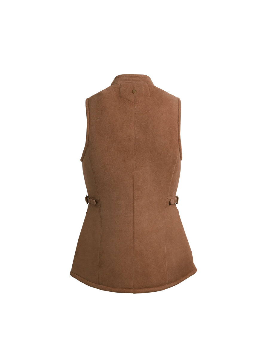 The Matilda - Women's Shearling Lined Gilet - Tan Suede