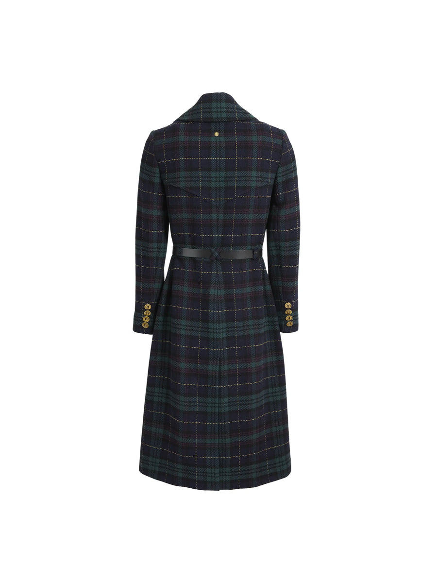 The Victoria - Women's Coat - Navy Blackwatch Wool