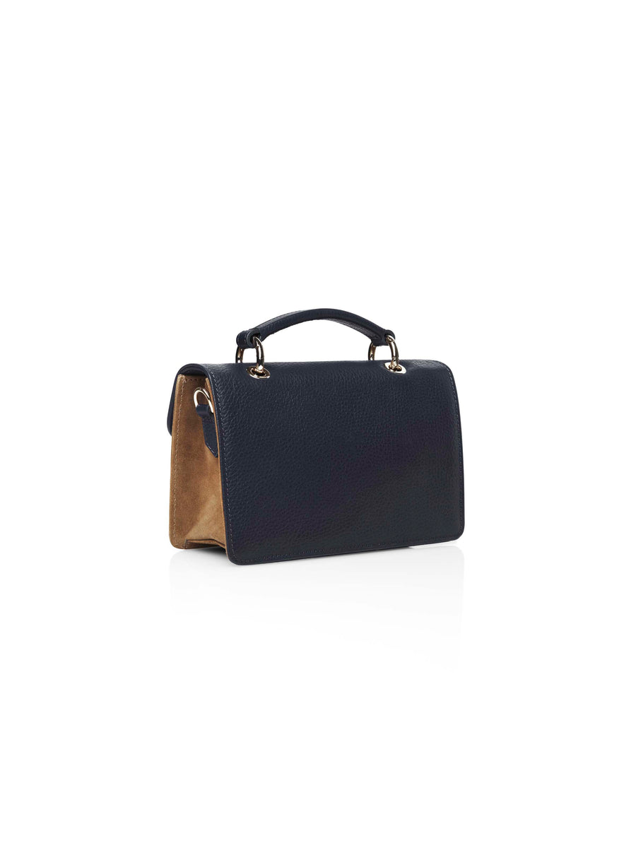 The Loxley - Women's Crossbody Bag - Tan & Navy Leather