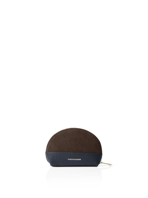 The Chiltern Coin Purse - Chocolate &amp; Navy