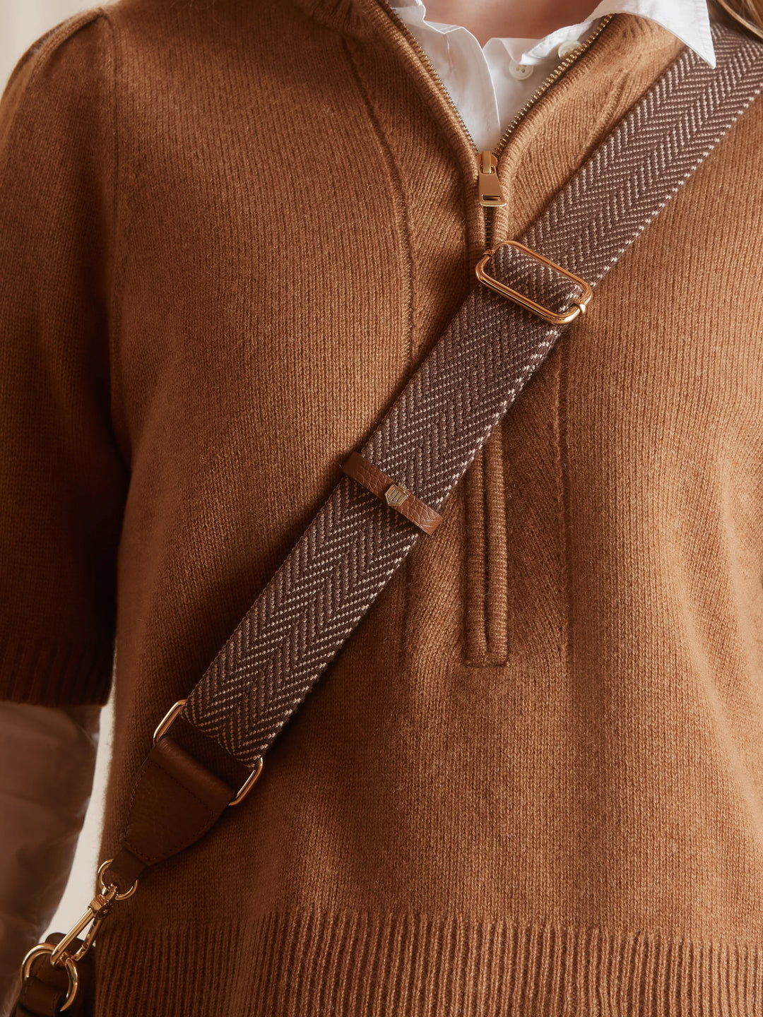 Signature Chevron Webbing Strap - Chocolate - Other