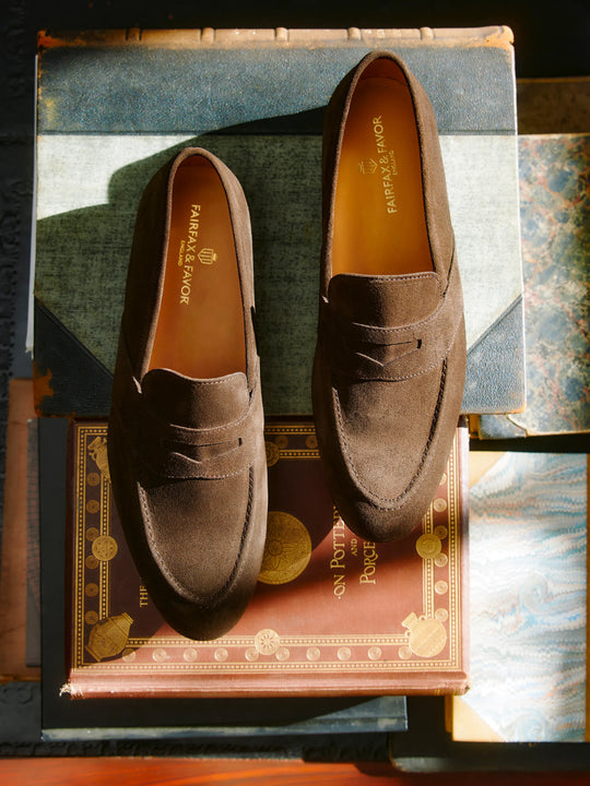 Balmoral Men's Loafers Chocolate Suede Fairfax Favor