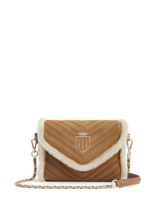 Edinburgh Women's Shearling Crossbody Bag Tan Fairfax Favor