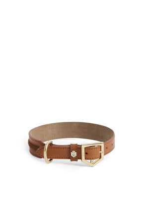 The Hampton - Dog Collar - Tan Leather & Suede