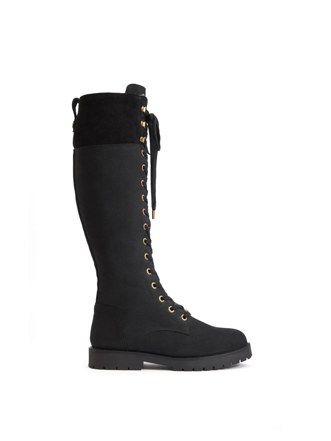 Knee High Shearling Lined Anglesey - Black Nubuck - Tall Boots