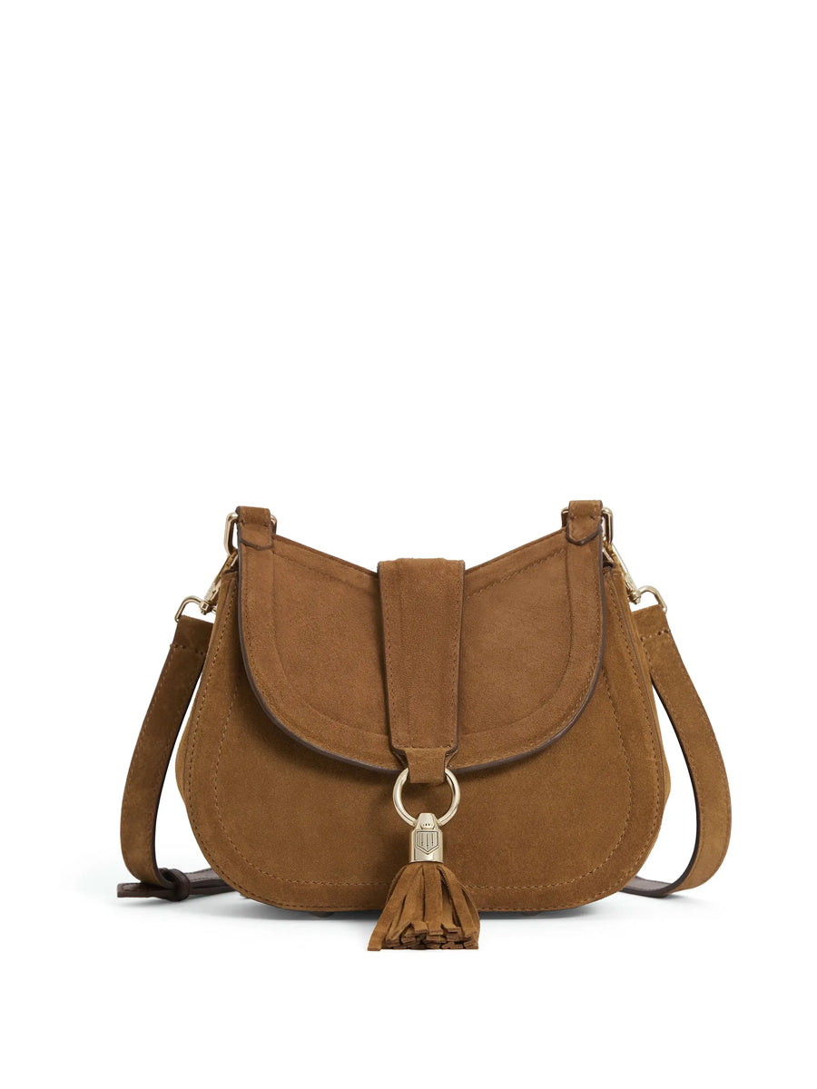 The Langham - Women's Messenger Bag - Tan Suede
