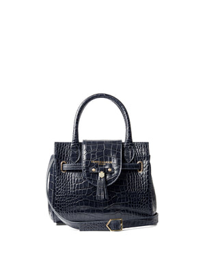 The Windsor - Women's Mini Handbag - High Shine Navy Croc Leather