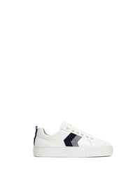 Alexandra Platform - White - Navy & Denim Suede
