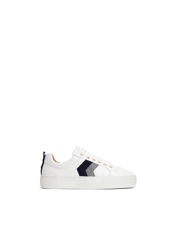 Alexandra Platform White Navy Denim Suede - Main Image