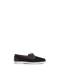 Men's Wells Deck Shoe Navy/Chocolate Suede