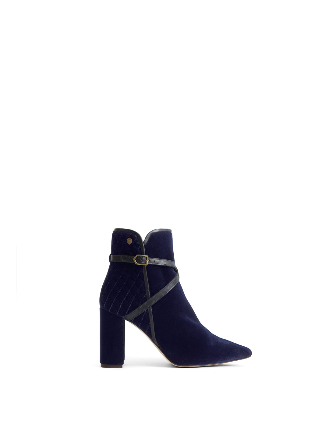 Chiswick - Quilted Navy Velvet - Ankle Boots