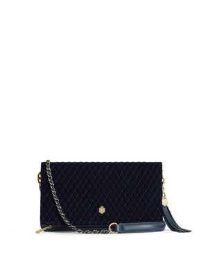 The Finsbury Clutch - Quilted Navy Velvet