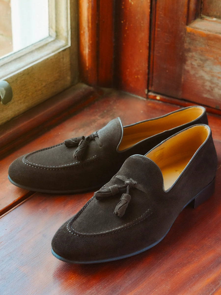 The Bedingfeld - Men's Tassel Loafers - Chocolate Suede