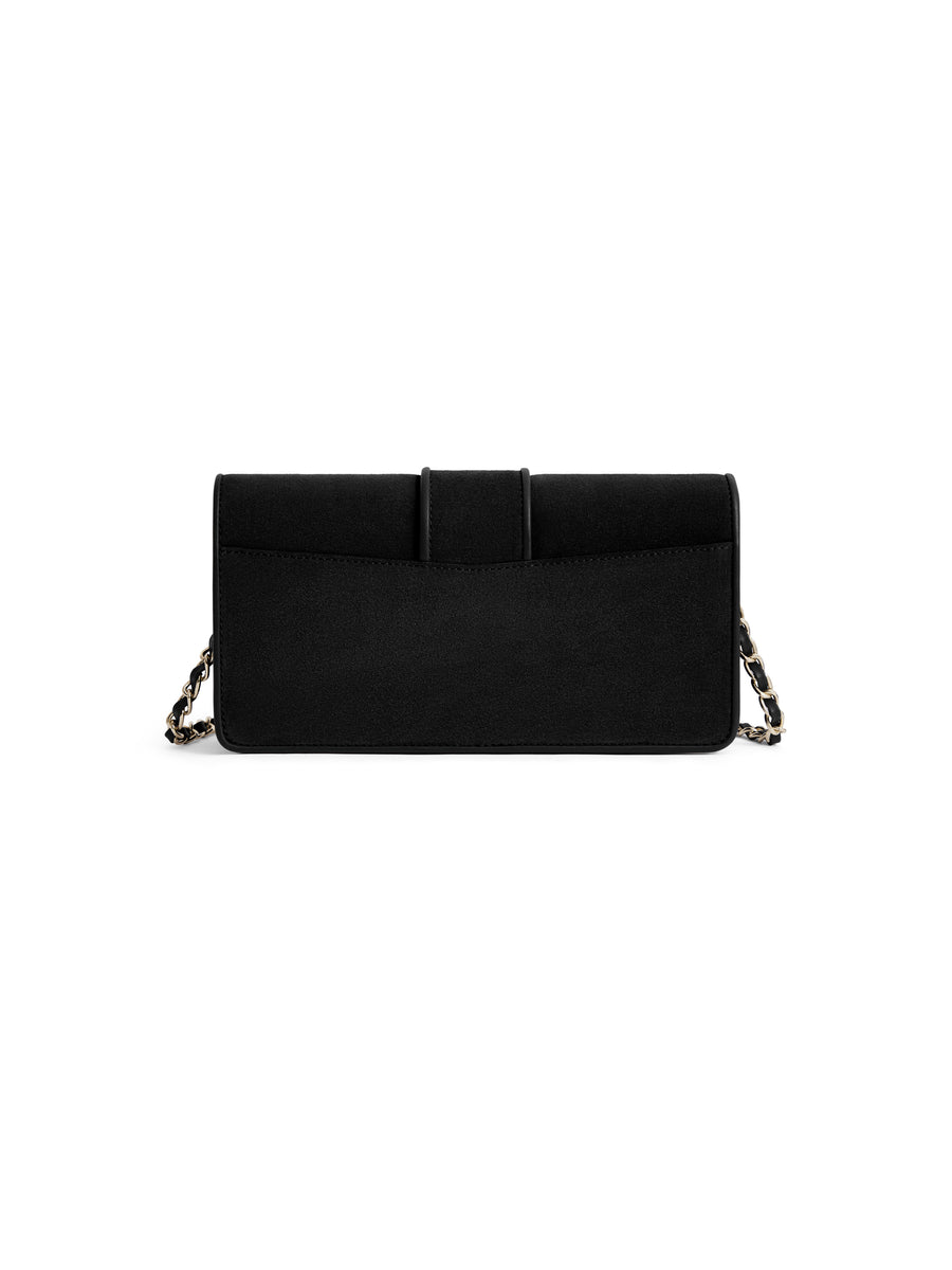 The Belmont - Women's Clutch Bag - Black Suede