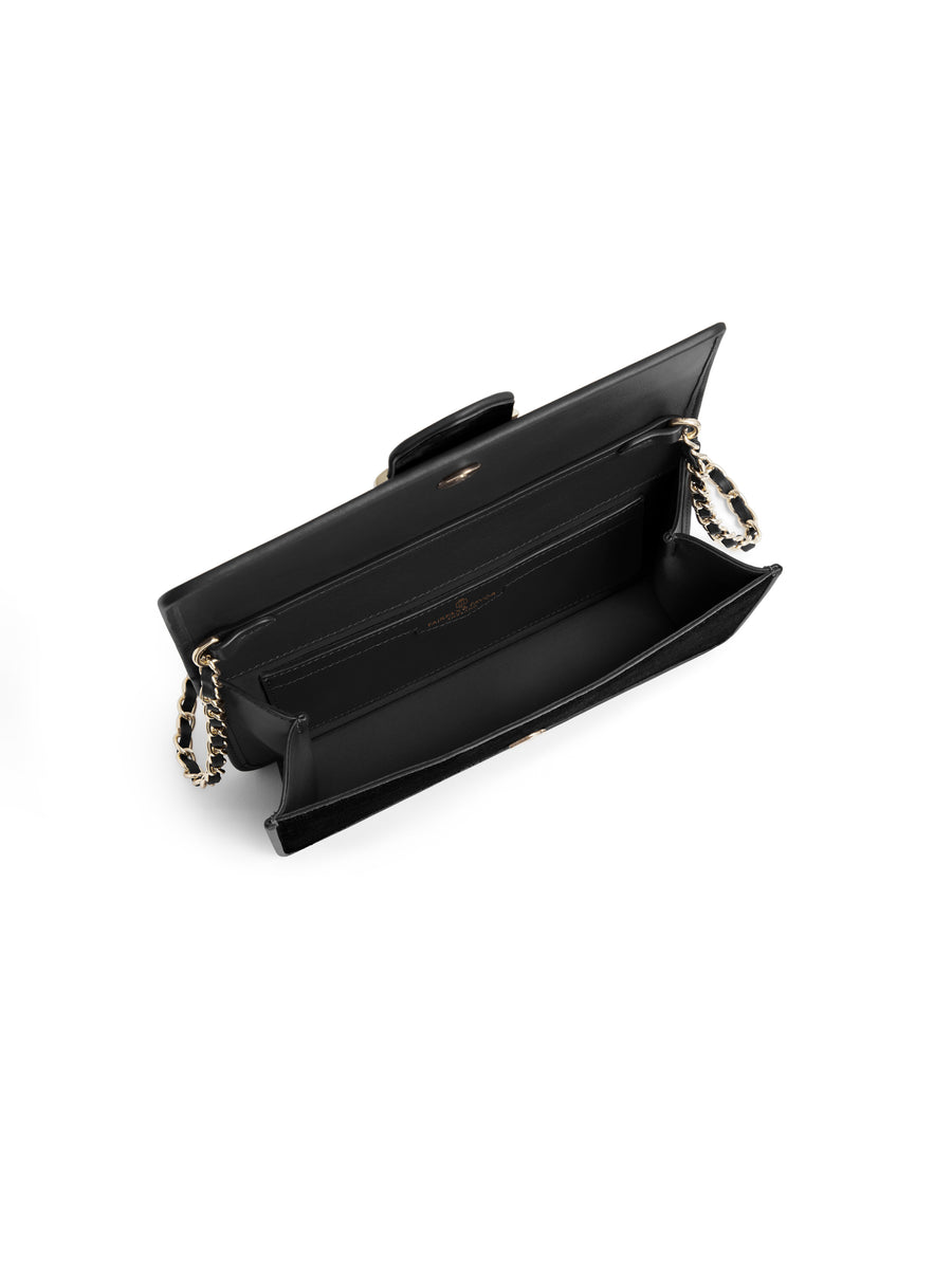 The Belmont - Women's Clutch Bag - Black Suede