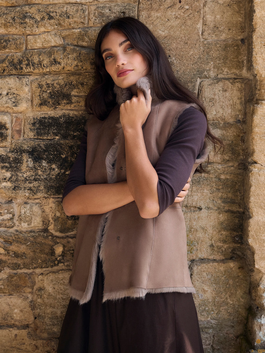 The Beth - Womens Gilet - Mushroom Toscana