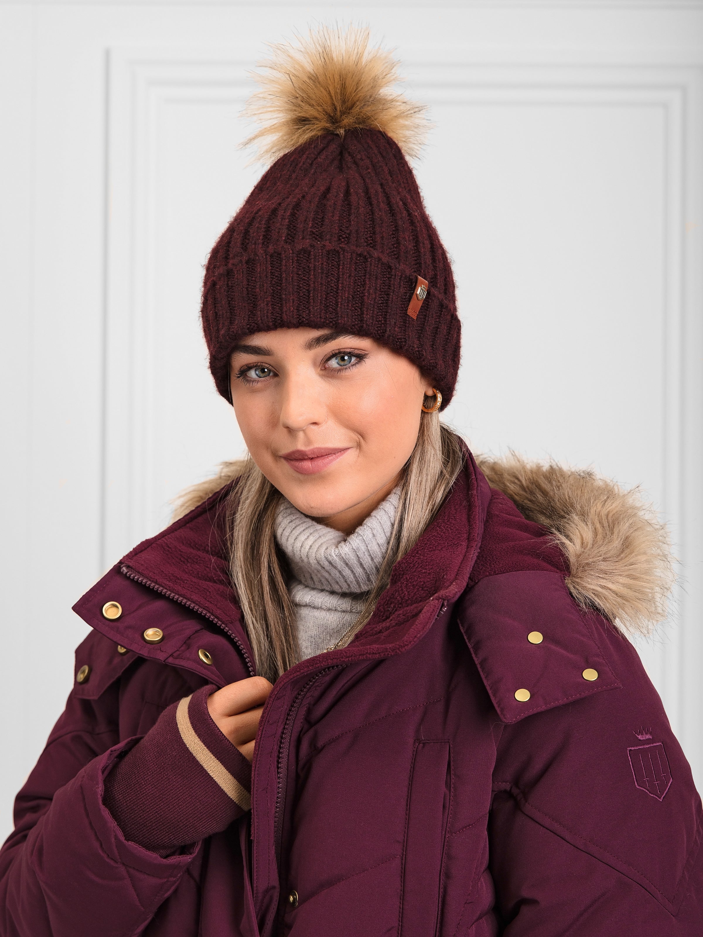Bobble Hat - Women's Woolly Hat - Plum Wool | Fairfax & Favor