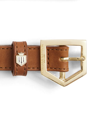 Hampton Dog Collar - Tan Leather and Navy Suede