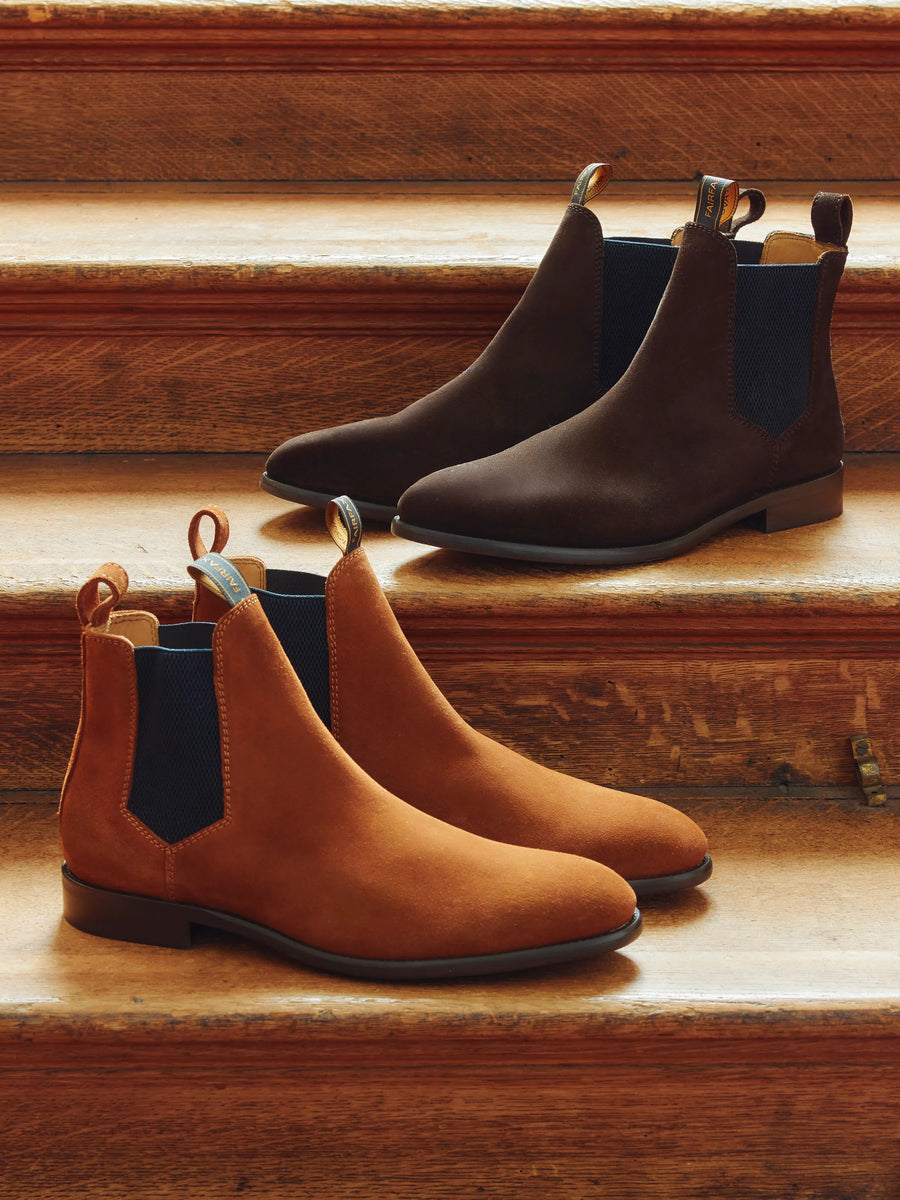 The Chelsea - Men's Ankle Boots - Cognac Suede