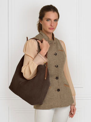 The Tetbury - Women's Tote Bag - Chocolate Suede