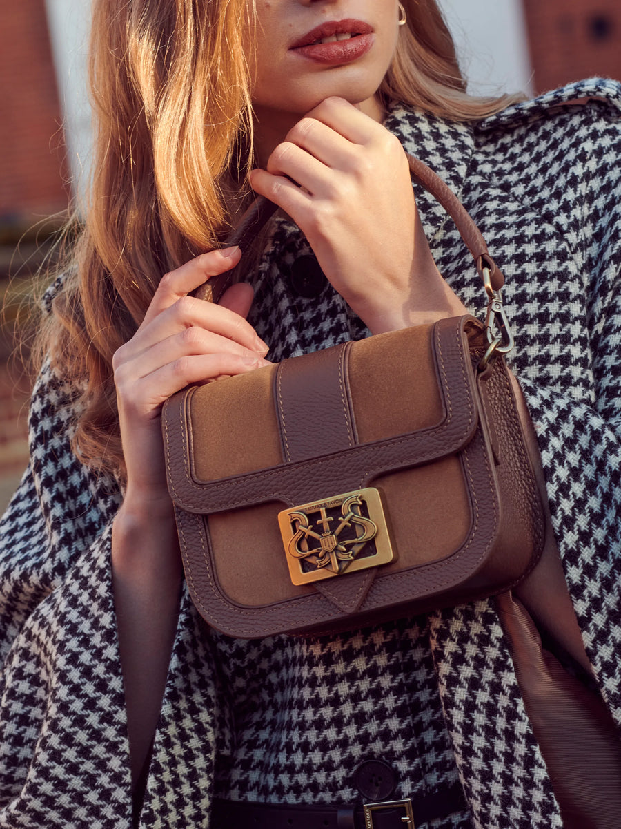 The Clarence - Women's Handbag - Tan Suede
