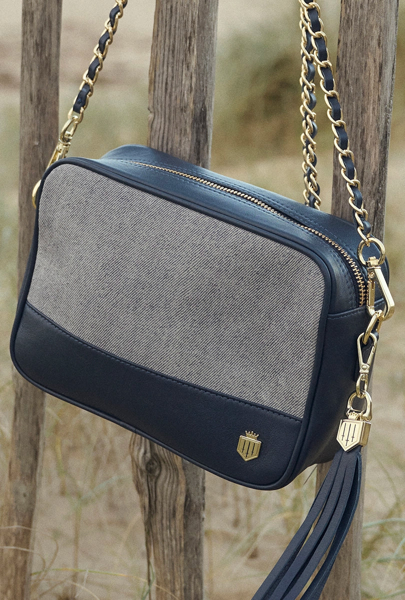 The Finsbury - Women's Crossbody Bag - Denim Suede