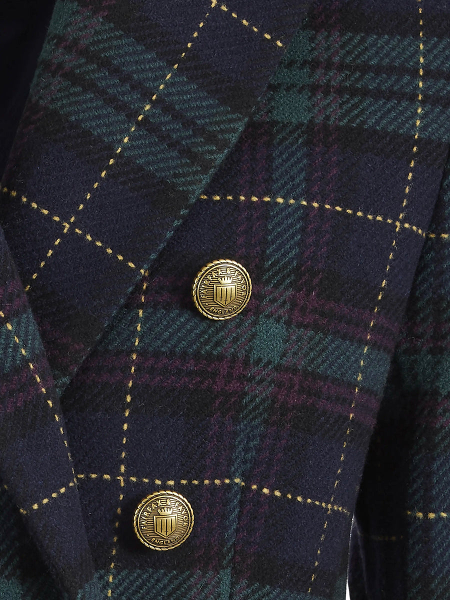 The Margot - Women's Blazer - Navy Blackwatch Wool