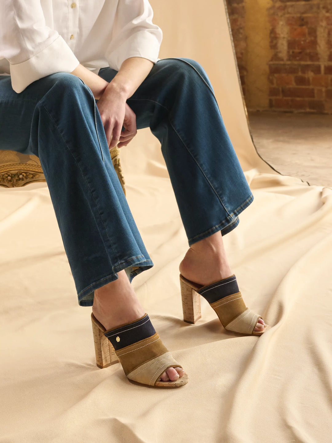 Santorini Heeled Mule - Tri-Colour - Shoes