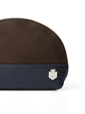 The Chiltern Coin Purse - Chocolate &amp; Navy