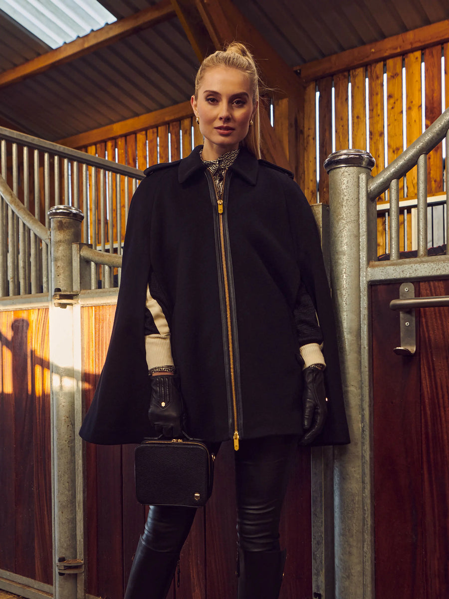 The Ada - Women's Cape - Black Wool Mix