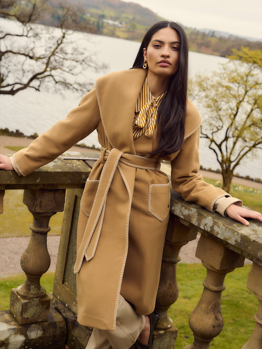 The Cecily - Women's Blanket Coat - Biscuit Wool