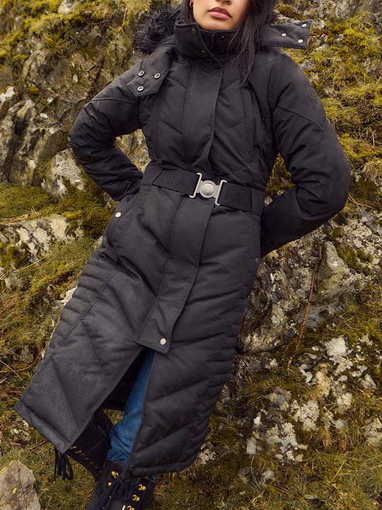 Charlotte Women's Longline Padded Coat Black Fairfax Favor