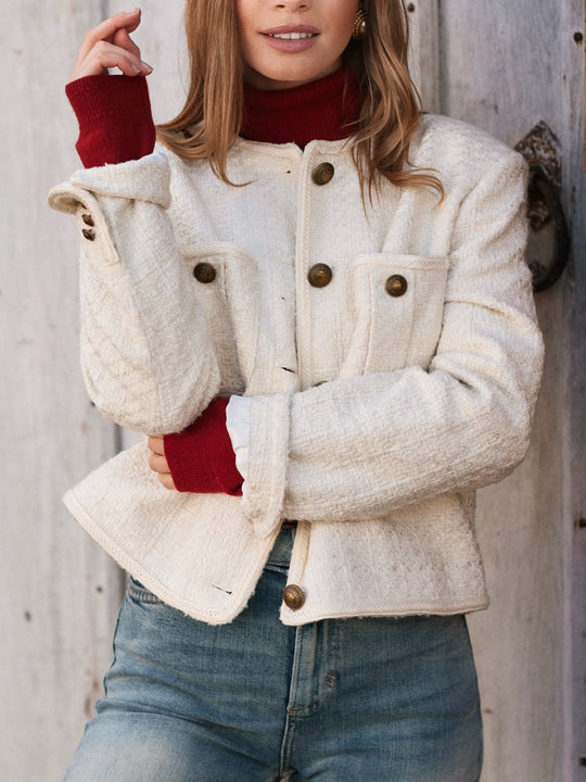 Esme - Women's Boucle Jacket - Ecru Cotton | Fairfax & Favor