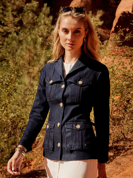 Savannah - Women's Safari Jacket - Navy Cotton | Fairfax & Favor
