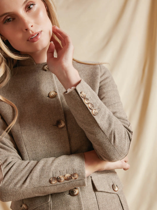 Eliza - Women's Herringbone Jacket - Driftwood | Fairfax & Favor