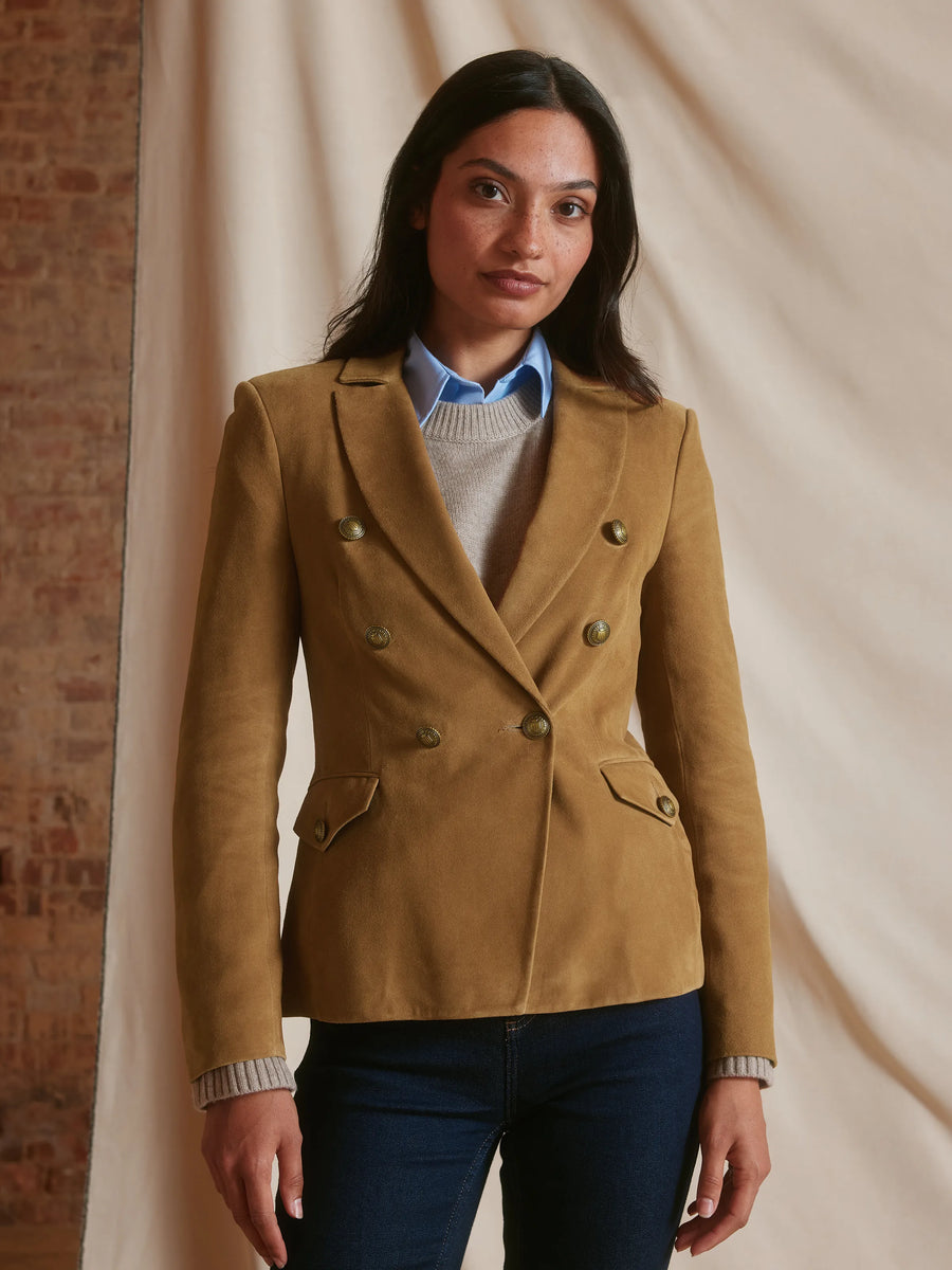 The Daphne - Women's Blazer - Tan Suede