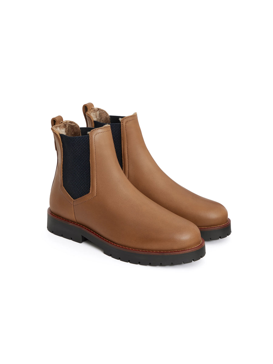 The Boudica - Women's Shearling Lined Ankle Boots - Oak Leather