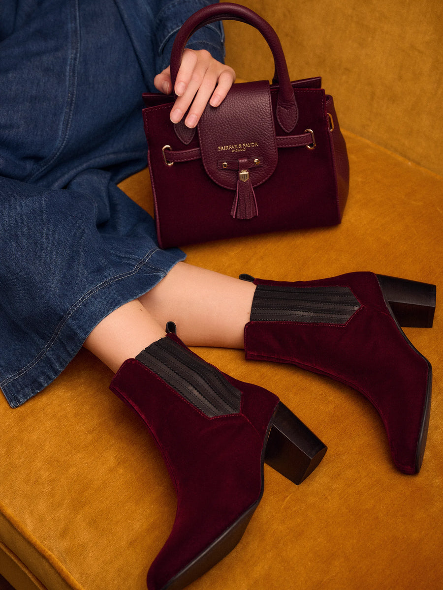 The Electra - Women's Ankle Boots - Elderberry Velvet