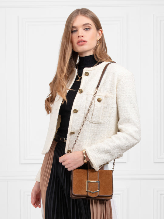 Mini Belmont Women's Bag Tan Suede Leather Fairfax Favor