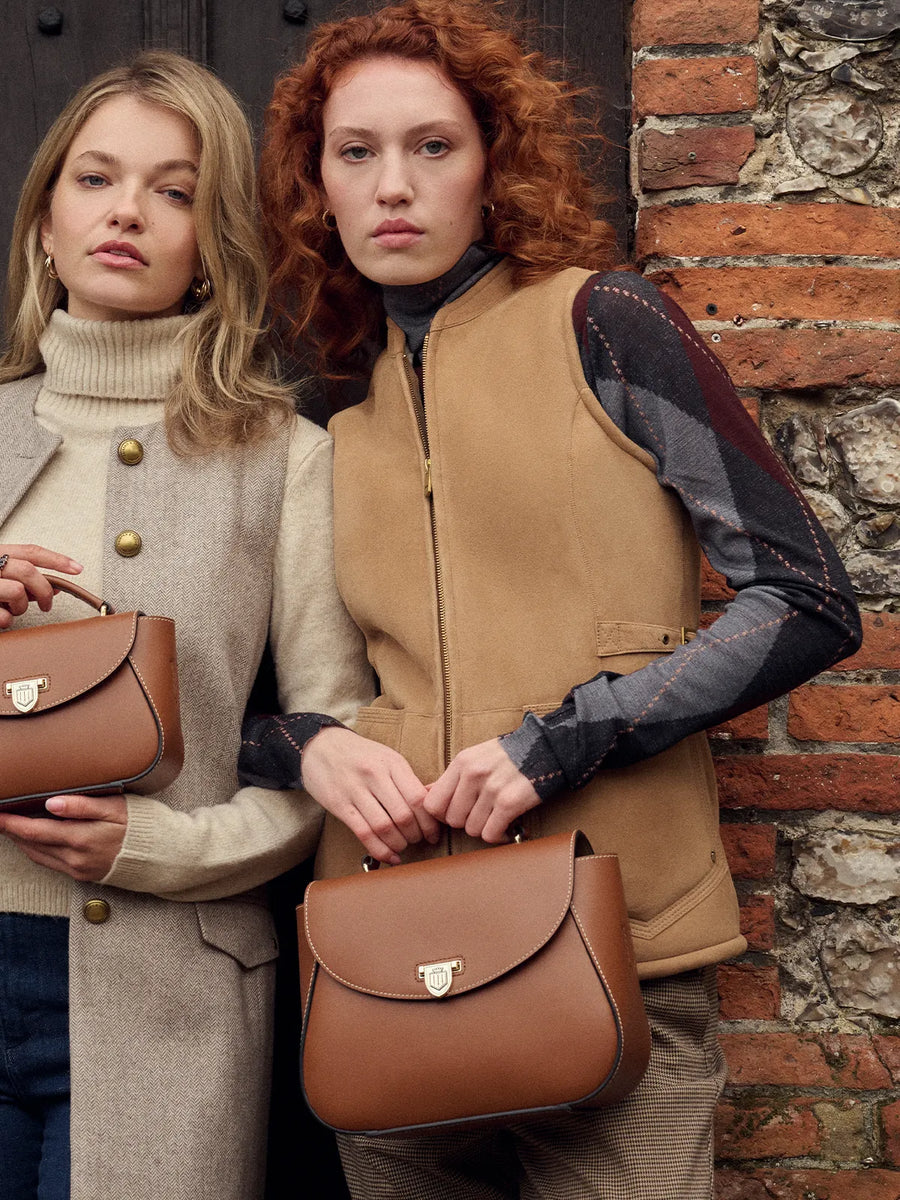 The Matilda - Women's Shearling Lined Gilet - Tan Suede