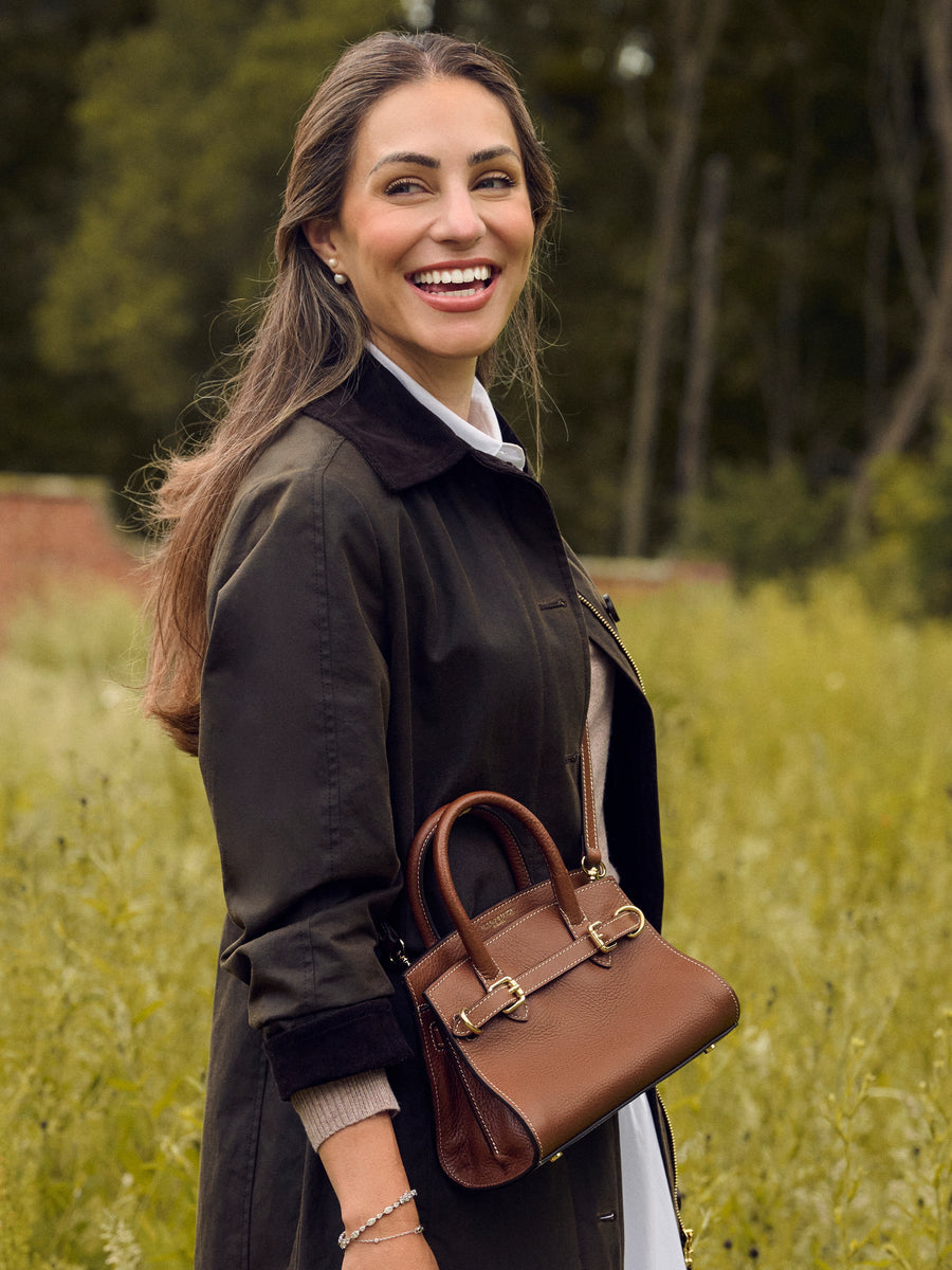 The Town and Country Collection - Women's Micro Top Handle Bag - Tan Leather