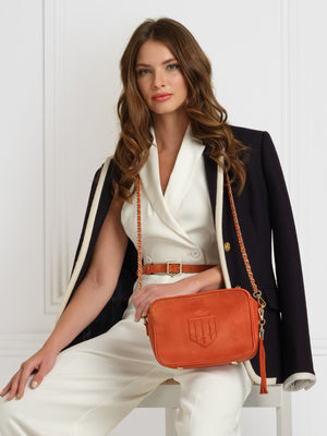 The Finsbury - Women's Crossbody Bag - Sunset Orange Suede
