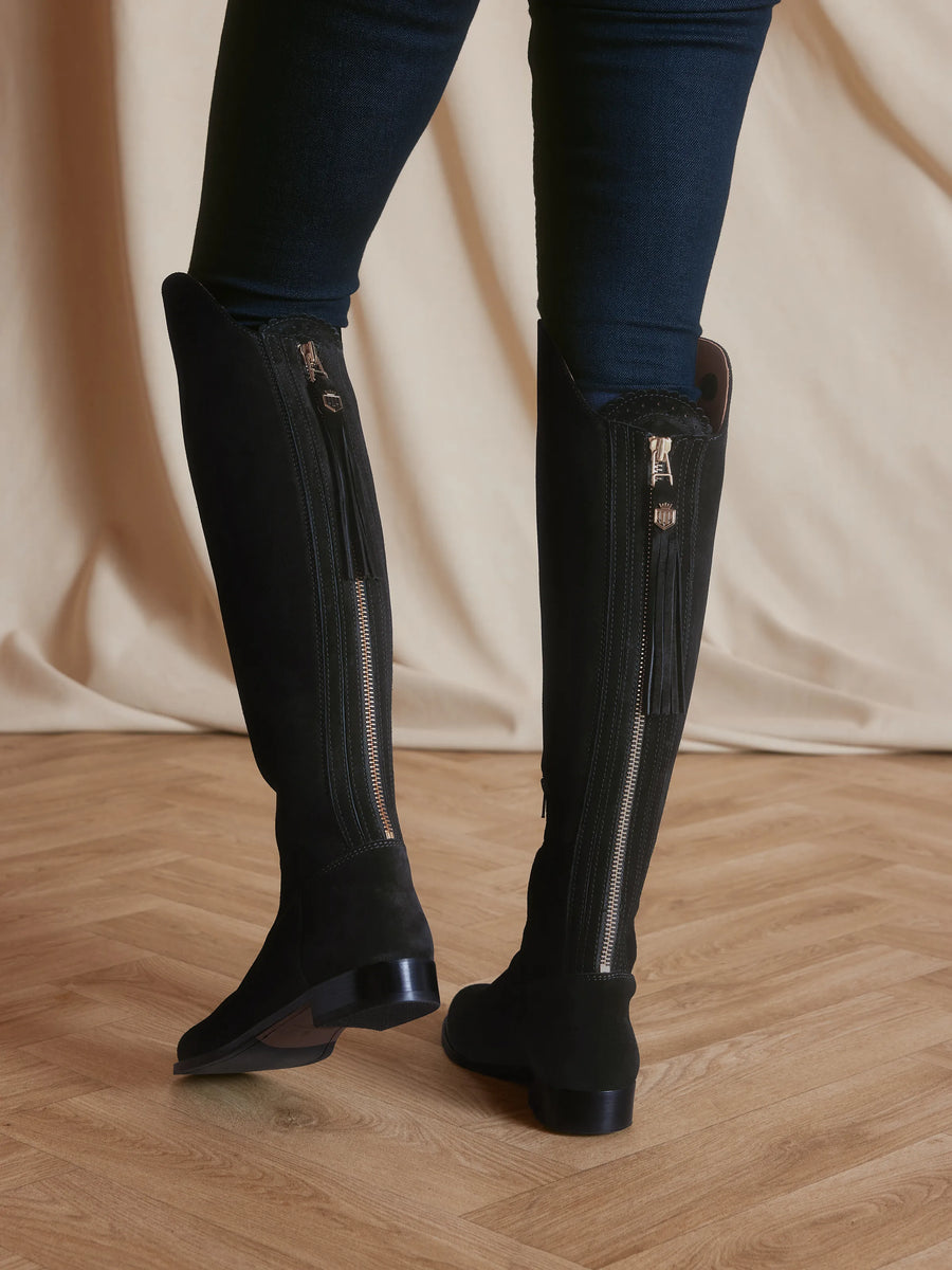 The Amira - Women's Over-the-Knee Boots - Black Suede