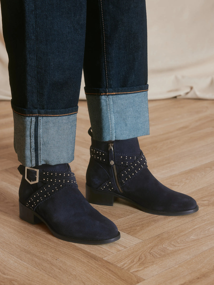 The Frimley - Women's Ankle Boots - Navy Suede