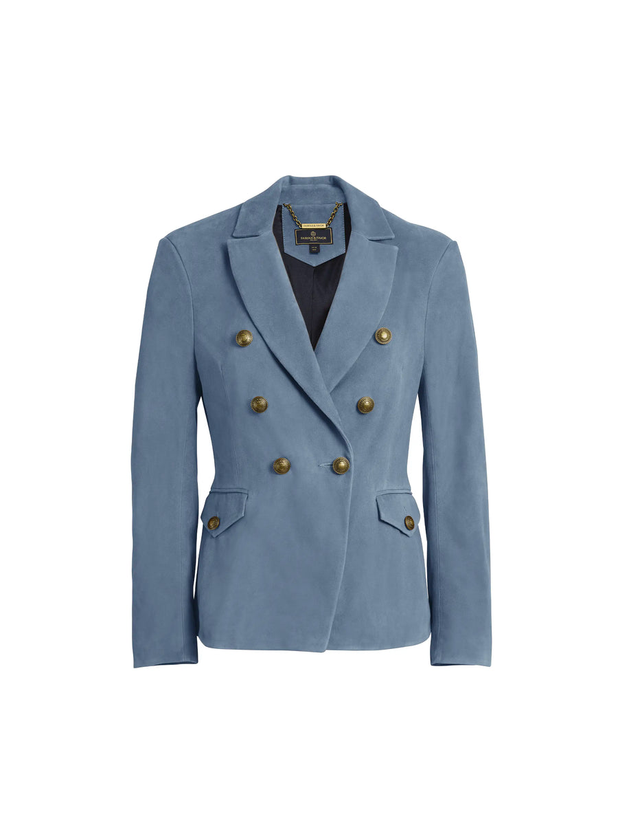 Daphne - Women's Blazer - Denim Suede