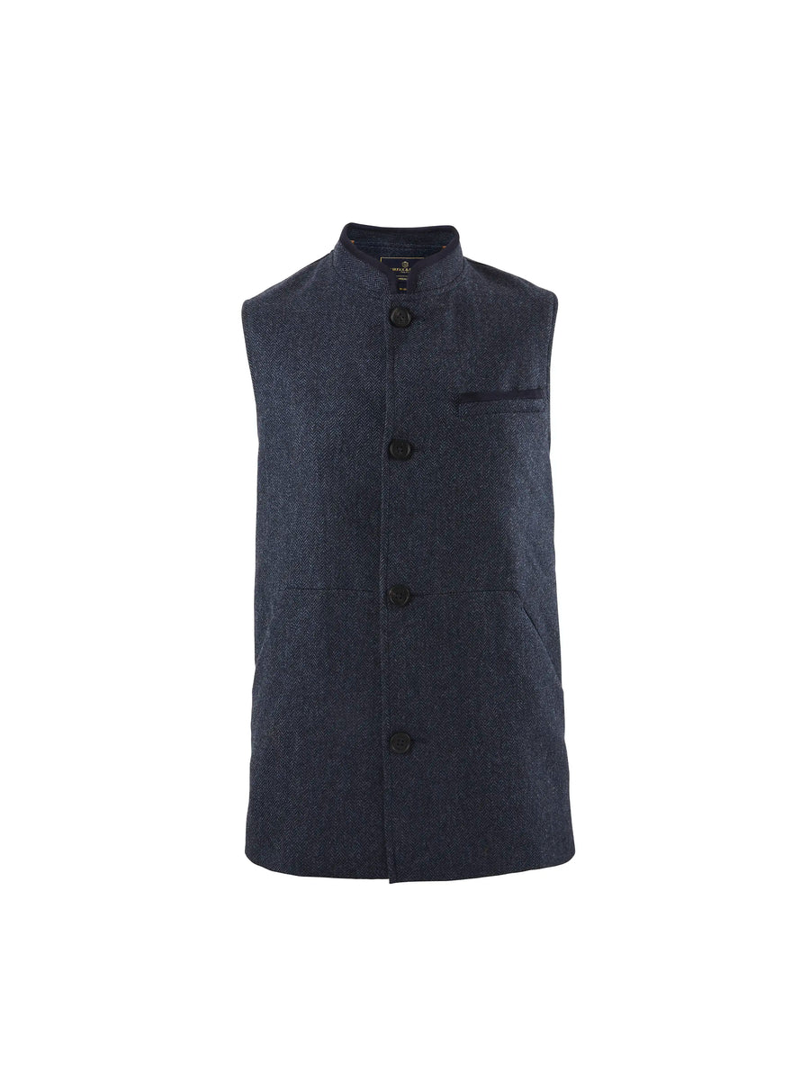 The Edward - Men's Gilet (Vest) - Navy Herringbone